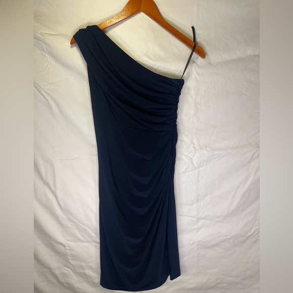 BETSY & ADAM one shoulder navy blue dress - Picture 10 of 16